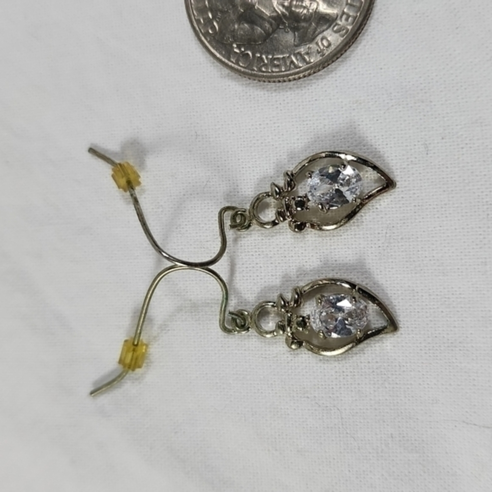 Silvertone and Crystal‎ Earrings - Picture 2 of 5